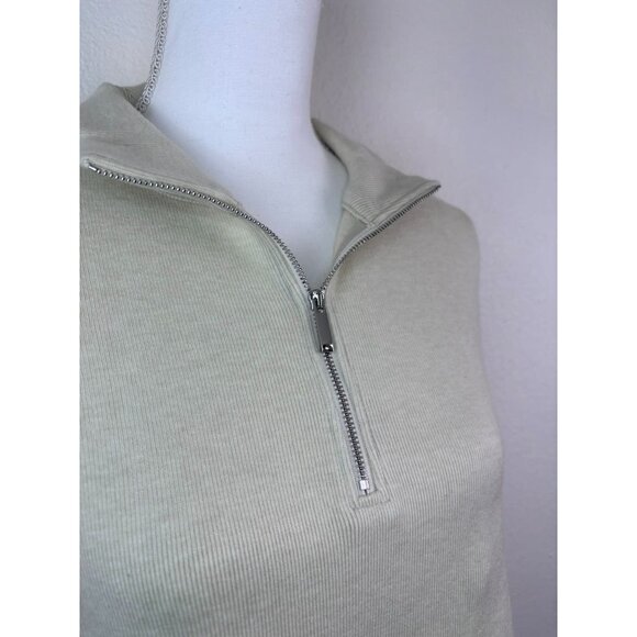 Madewell women's large cream quarter zip pullover‎ top oversized casual stretch - Picture 4 of 7